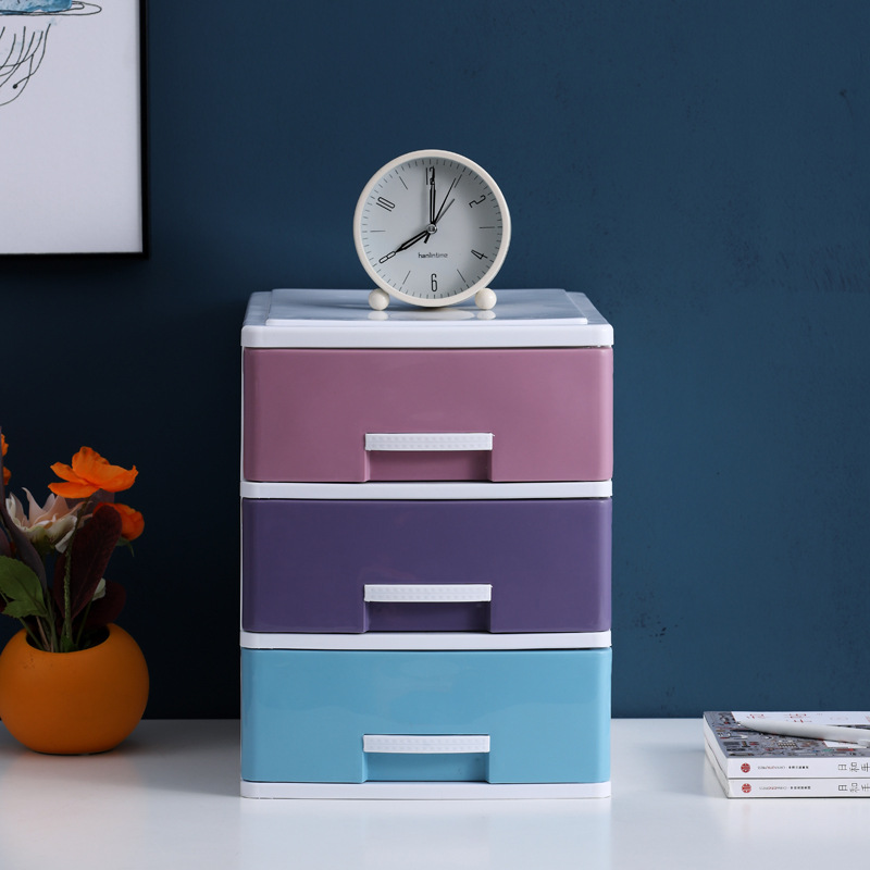 多功能迷你塑料收纳柜大号加厚桌面储物盒办公室文件夹简易储物箱